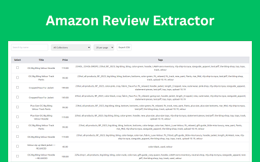 Export Extractor from Amazon Reviews