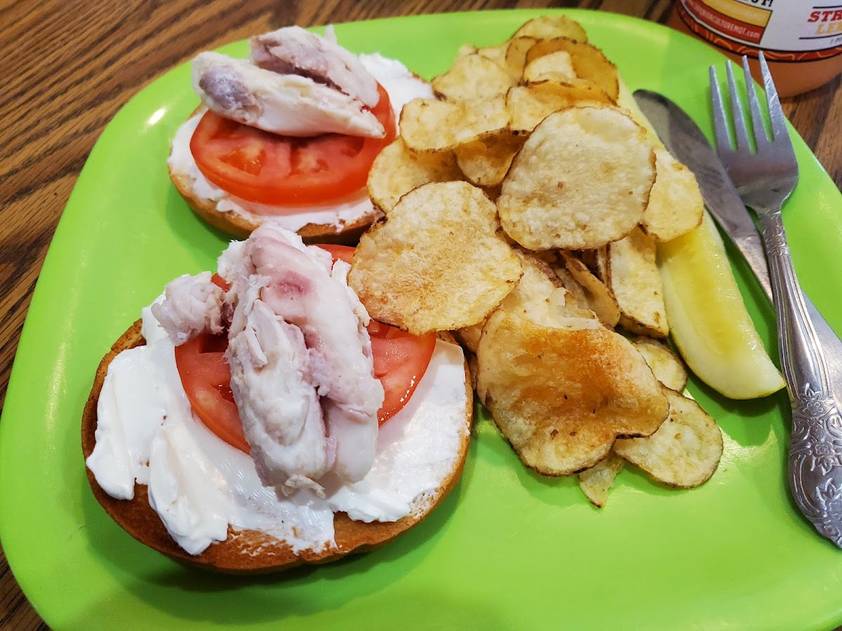 Gluten free bagel with smoked whitefish