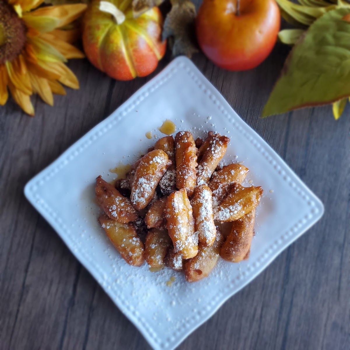 Fried cinnamon apple sticks