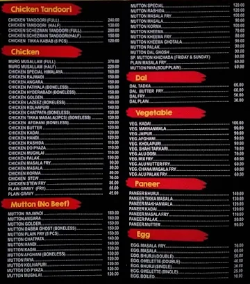 Cafe Himalaya menu 