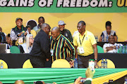 ANC President Cyril Ramaphosa congratulates newly elected National Chairperson Gwede Mantash.