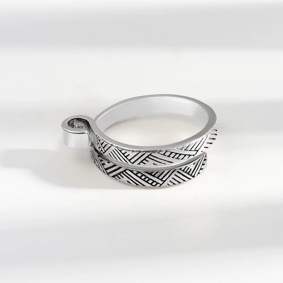 Gehaakte armband met draadring, gepersonaliseerd lint, sieraden, haak, wol, Thais zilver en versiering voor de vinger.