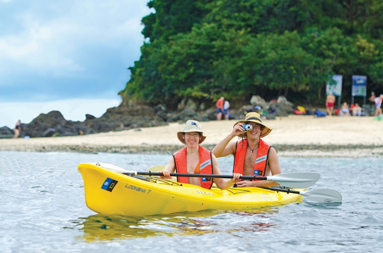 Kayakers on a Lindblad Expeditions trip to Central America. 