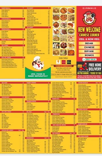 Welcome Restaurant menu 