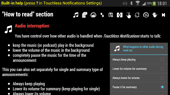 Touchless Notifications Pro - Message readout Screenshot