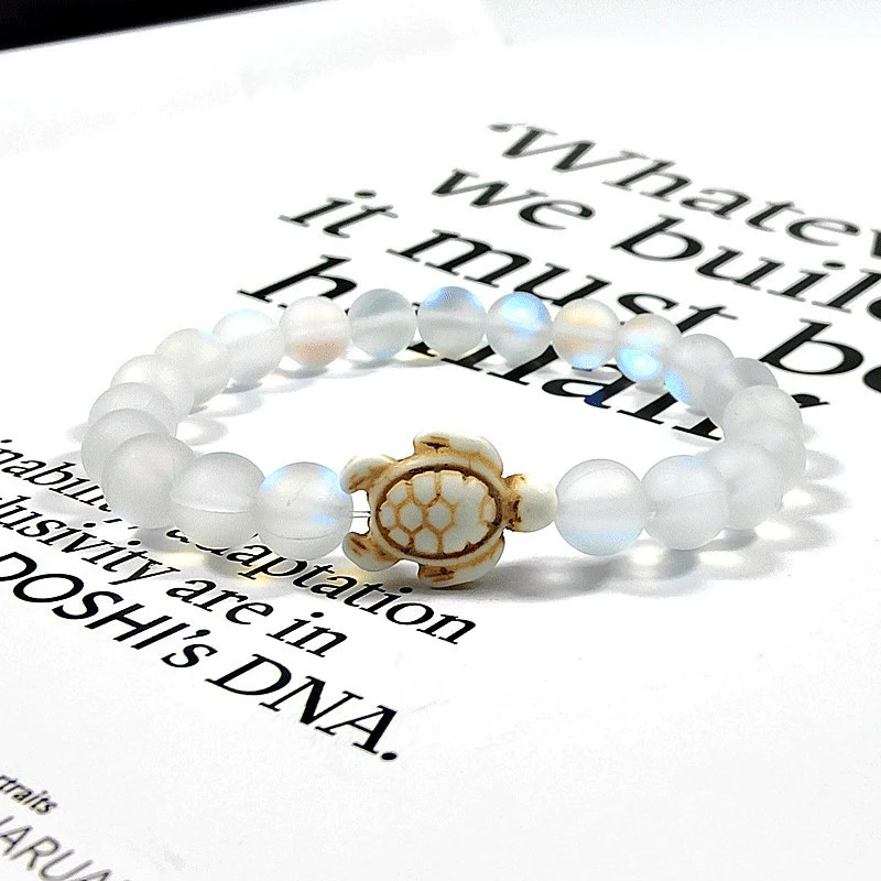 Title 2, Bracelet couple avec tortue et pierres élastiqu...