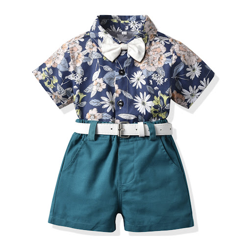 Title 4, Childrens Shirt Casual Shorts with Belt Suit P...