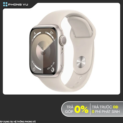 Đồng hồ Apple Watch Series 9 GPS 41mm Starlight (Vỏ Nhôm Dây Silicone - M/L) (MR8U3SA/A)