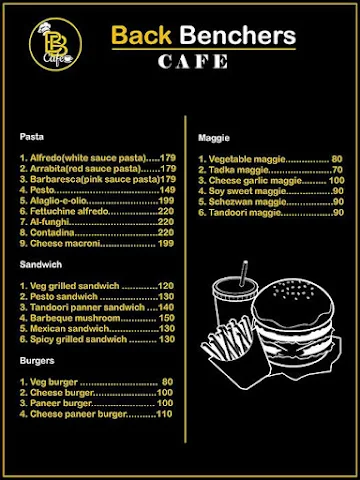 Back Benches Cafe menu 