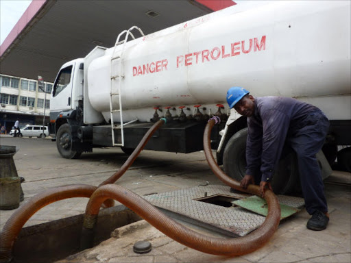 A fuel tanker offloads petrol at a petrol station in Mombasa/File