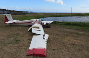 The wreckage of the glider in which pilot Stewart Lithgow and passenger Johannes Dormehl died.