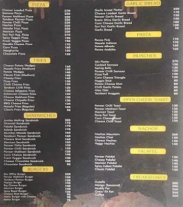 Cafe Chokolade menu 