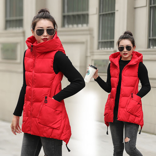 Title 2, Womens Mid-Length Down Cotton Vest Lightweight...