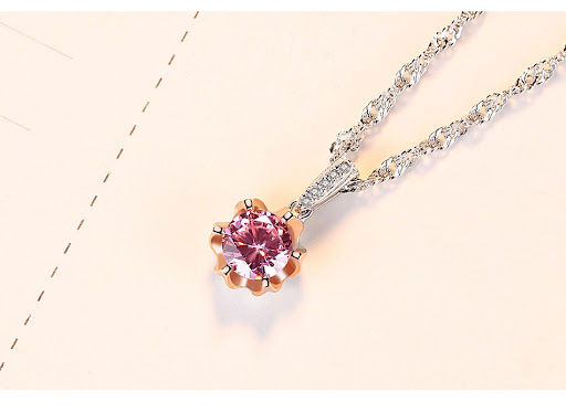 Title 2, Two-tone gold flower pendant ladies necklace, a...