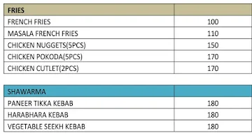 Bombay Times Express menu 