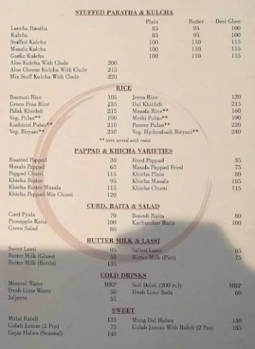 P. Bhagat Tarachand menu 