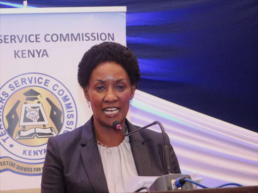 TSC CEO Nancy Macharia during the launch of Teacher Professional Development at Crowne Plaza on April 16, 2018. /COLLINS LANGAT