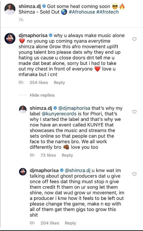 DJ Shimza's Instagram post.