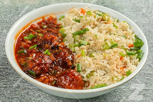 Veg Fried Rice And Manchurian Bowl