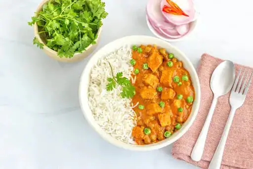 Rice With Aloo Matar Paneer Masala