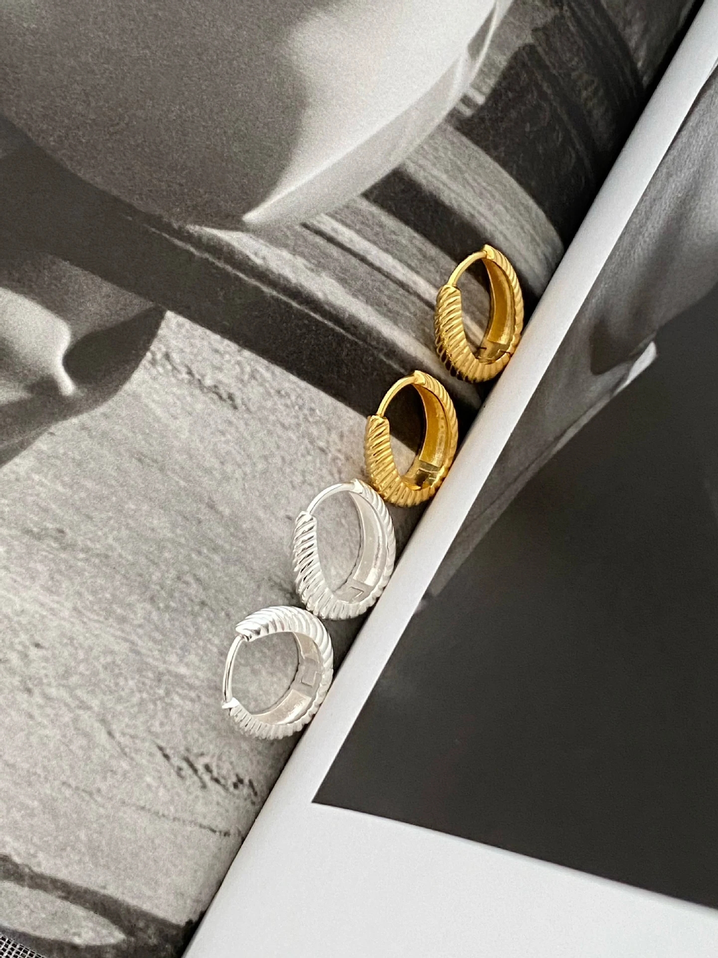 Title 8, Simple Geometric Ellipse Corrugated Twist Earri...