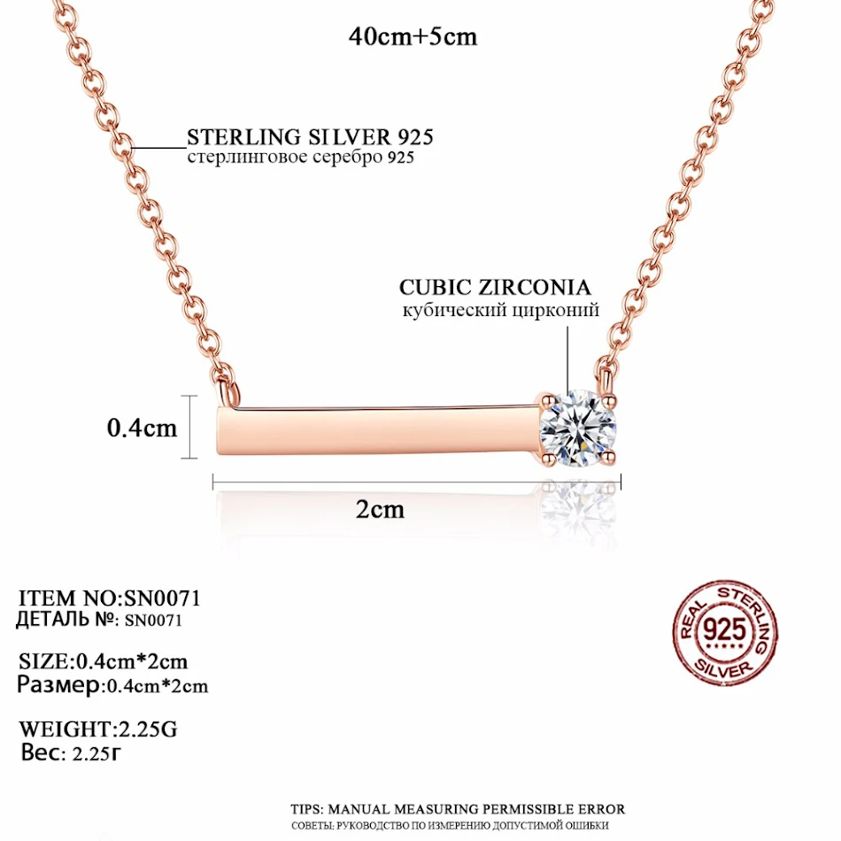 Collier en argent sterling 3A avec zircon, chaîne de clavicule simple, accessoire de mode féminin et intemporel, parfait pour un look élégant.