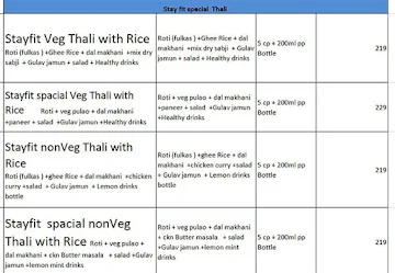 Hello Stay Fit menu 