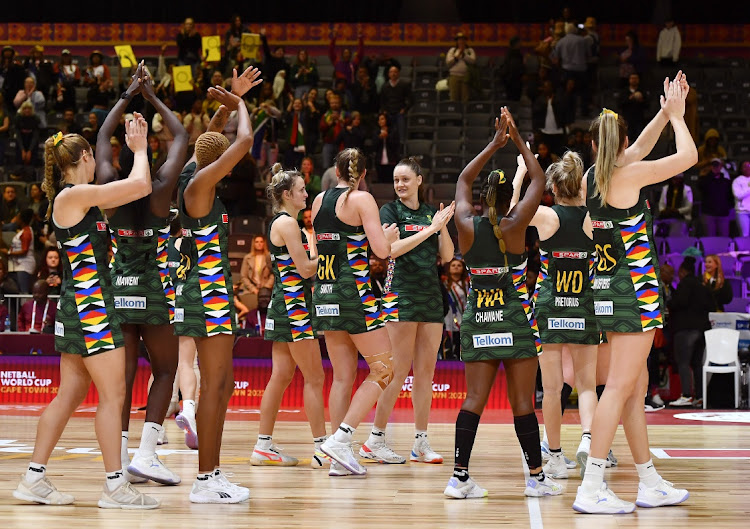 Players during the Netball World Cup 2023, Pool G match between South Africa and Trinidad and Tobago at Cape Town International Convention Centre Court 1 on July 31, 2023 in Cape Town, South Africa.