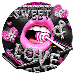 Glitter Pink Lips Sweet Love Theme Apk