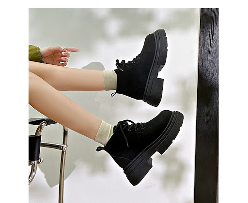 Title 8, Womens Thick-soled Lace-up Retro Matte Ankle B...
