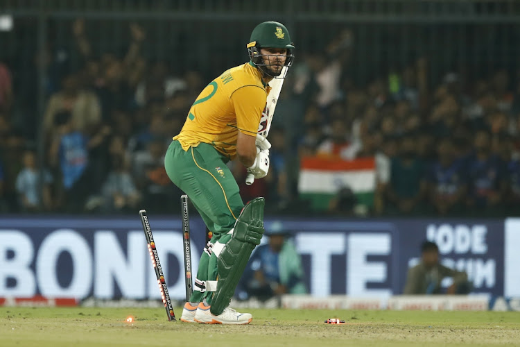 Rilee Rossouw in action during the third T20 international between India and SA at Holkar Stadium on October 04 2022 in Indore, India. Picture: Pankaj Nangia/Gallo Images/Getty Images