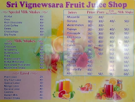 Sri Vigneswara Fruit Juice Shop menu 1