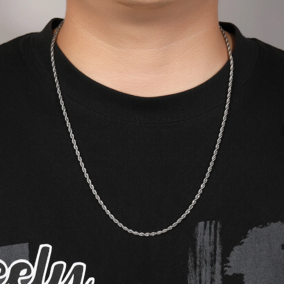Collier Torsadé en Acier Inoxydable 3MM Préservant la Couleur, Chaîne Plate, Bretzels, Résistant à l'Usure, Idéal pour Tous les Jours