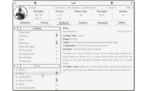 Roll20 DnD Sheet