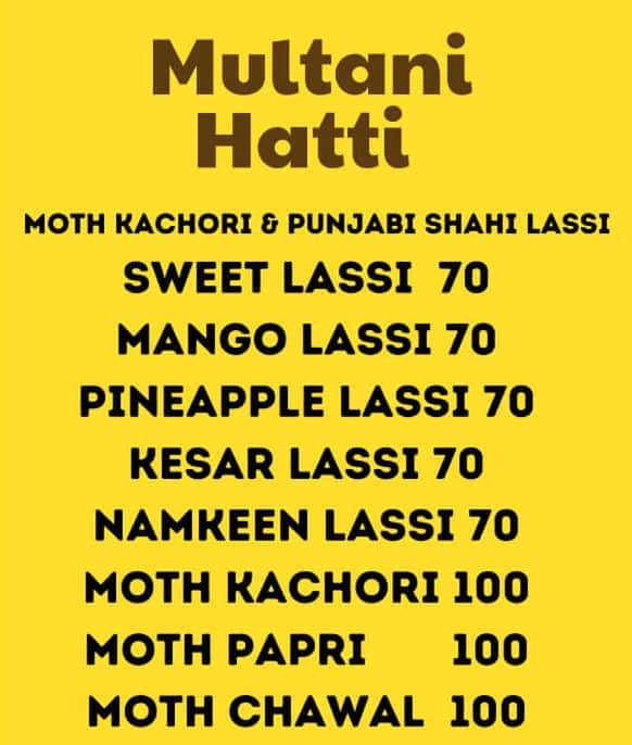 The Multani Hatti menu 