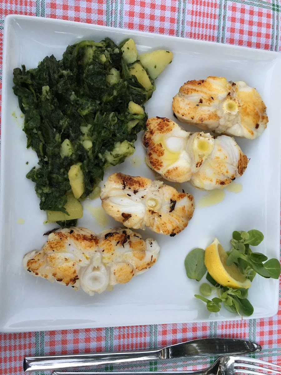 Monkfish Tail (Filets) with Swiss Chard and Potatoes