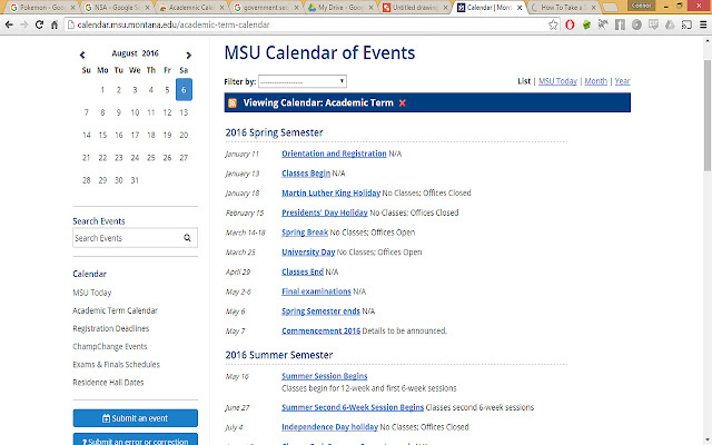 Academic Calendar Download