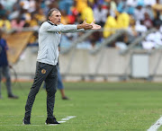 Kaizer Chiefs coach Giovanni Solinas reacts on the touchline during the 1-0 Telkom Knockout quarterfinal win over SuperSport United at of Kaizer at Moses Mabhida Stadium in Durban on November 04, 2018.
