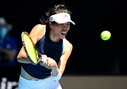 Taiwan's Su-Wei Hsieh in action during her second round match against Canada's Bianca Andreescu.