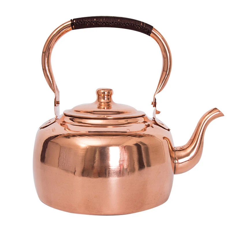 Grande théière domestique en laiton épais, idéale pour préparer de grandes quantités de thé, durable et élégante.