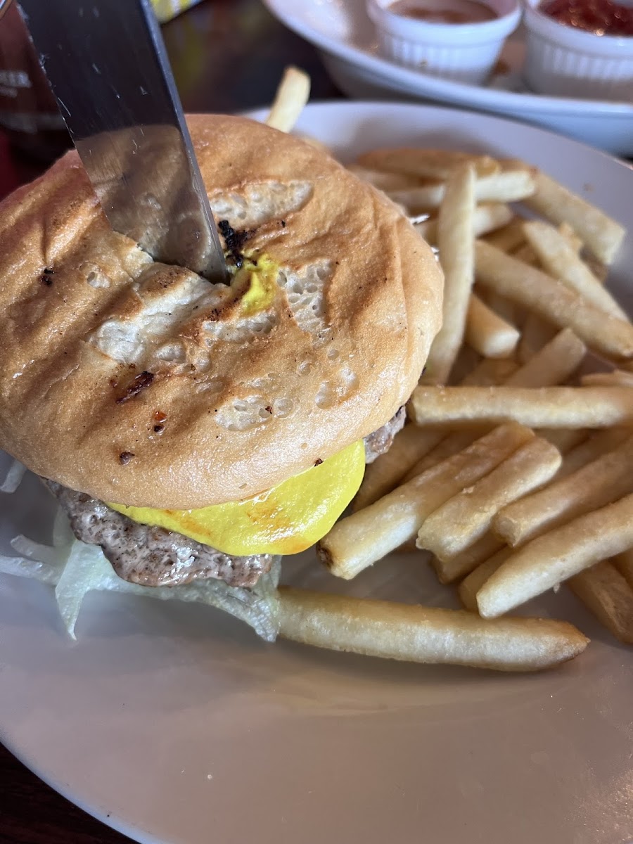 GF turkey burger and fries