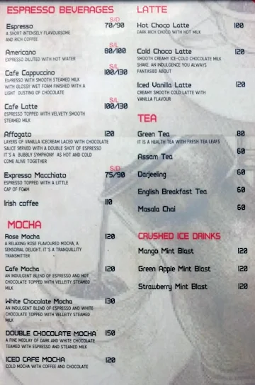 Cafe Brownie menu 