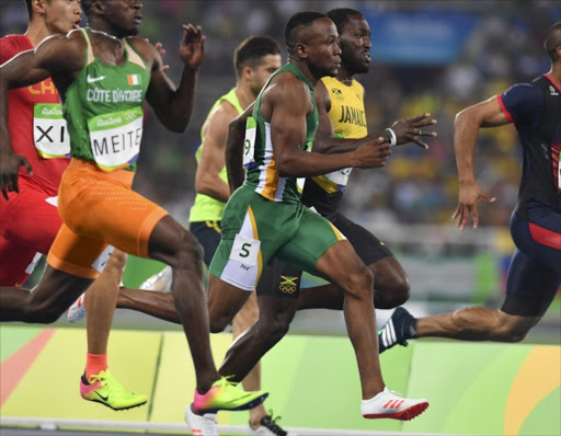 Akani Simbine of South Africa in the semi final of the mens 100m during the evening session on Day 9 Athletics of the 2016 Rio Olympics at Olympic Stadium on August 14, 2016 in Rio de Janeiro, Brazil. (Photo by Roger Sedres/Gallo Images)