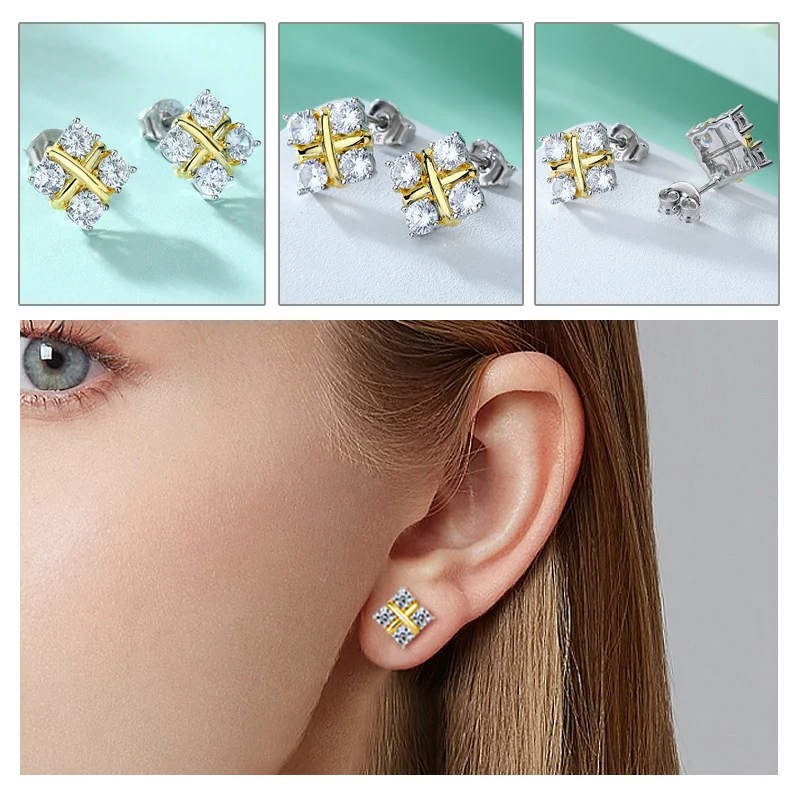 Dames oorknopjes van 925 sterling zilver met kroon hartvormige zirkonia, schitterende en elegante sieraden.