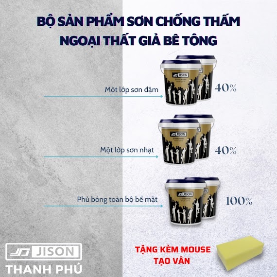 Combo Bộ Sản Phẩm Sơn Tường Vân Bê Tông Jison