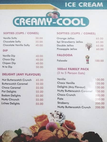 Creamy Cool menu 