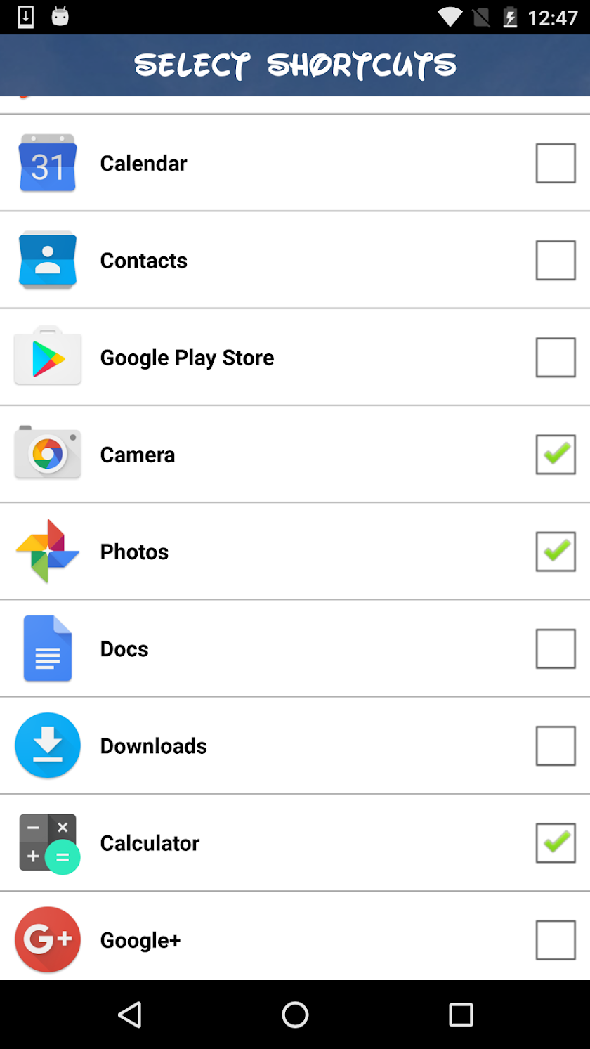 Lockscreen Shortcuts Screen 2