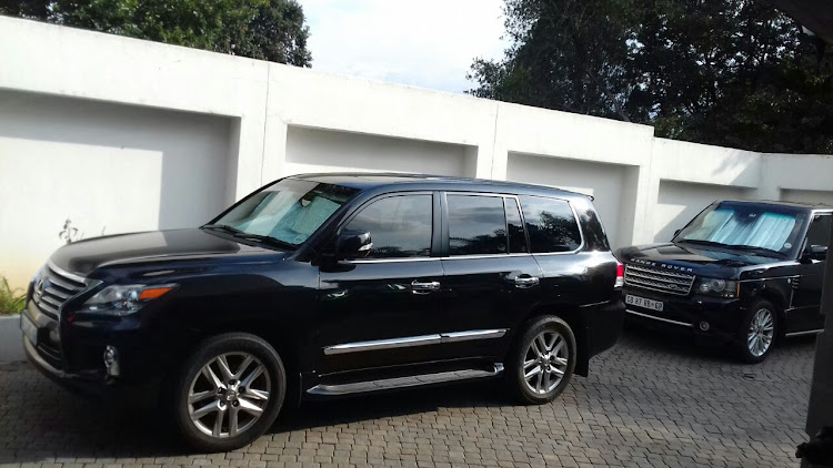 The vehicles in the Gupta compound in Saxonwold.