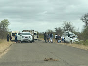 A tourist is in a critical condition in a Johannesburg hospital after a giraffe fell on to his bakkie.