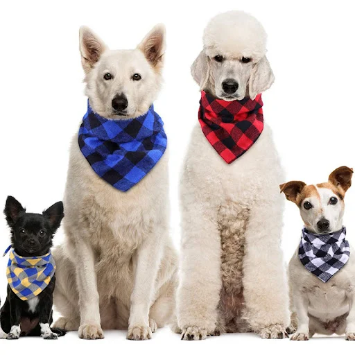Dog Bandana Cotton Plaid Washable Bibs Pet Dog Bandanas Scarf Bow Tie Collar Puppy Cat Small Middle Large Dog Grooming P